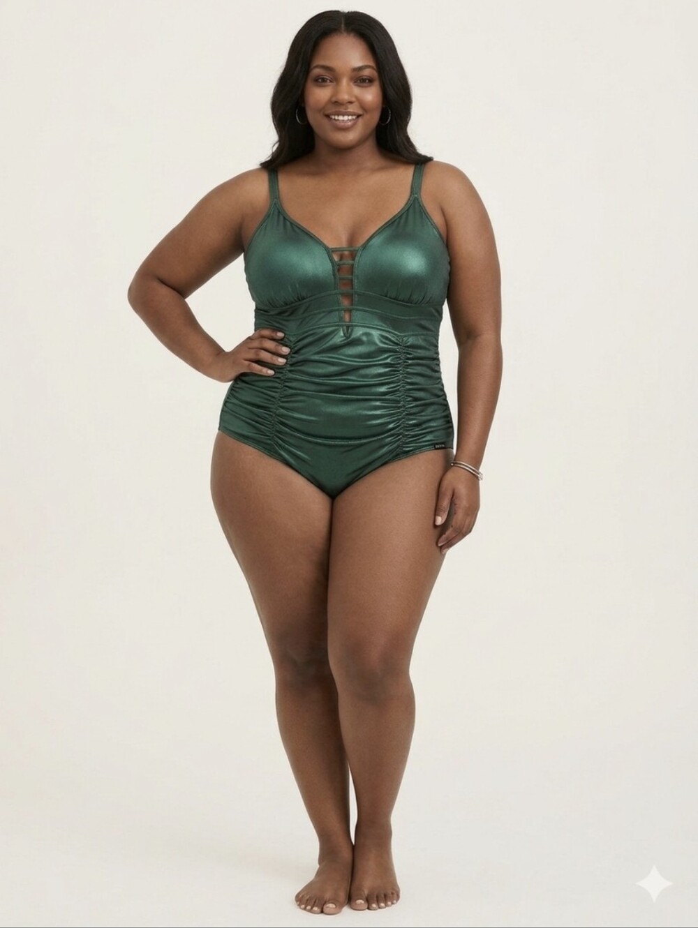 Torrid metallic emerald green one-piece swimsuit. Size 5x